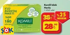 KOMİLİ ISLAK HAVLU MENDİL 60X3 ADET